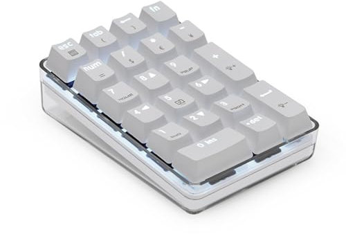 KAQNTUD Tragbarer mechanischer Numpad mit 21 Tasten und ergonomischem Layout und einstellbarer weißer LED-Hintergrundbeleuchtung, Ziffernblöcke