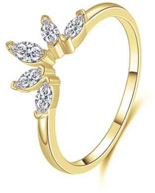 Skcess 14K Gelbgold Damenring Weiß Ring Moissanite, Krone Damenringe Größe 53 (16.9)