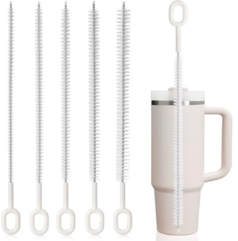 GGXZHT Strohhalm Bürste 5er Set,Strohhalm Reinigungsbürsten für Stanley Tumbler 6mm/8mm/10mm 12mm/14mm strohhalmbürste,Volle Borstenabdeckung, großer Griff