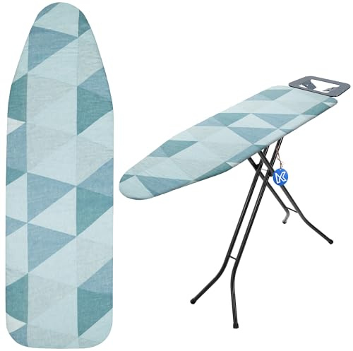 KADAX Bügelbrettbezug mit Kordelzug, Robuster Bügeltischbezug für knitterfreies Bügeln, Universelle Bügelbrett- Abdeckung, Ersatzbügeltischbezug (Blau, 140x50cm)
