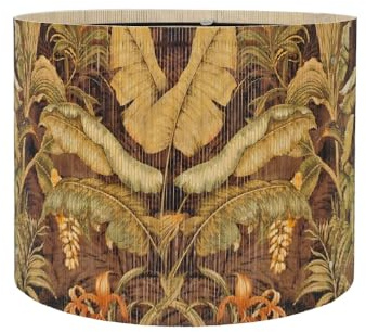 Rustic Lamp Shade Tropical Plants Print Art Deco 30x23cm | Natural Bamboo Material,ideal for Table and Floor Lamps Easy Assembly,unique for Living Room Bedroom Office