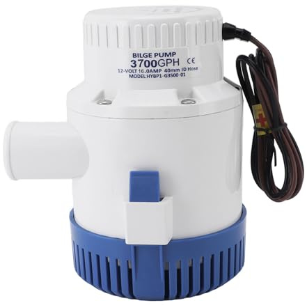 Naroote Pompa di Sentina Elettrica per Impianti Idraulici Marini da 3700 GPH, con Efficienza, Bassa rumorosità, Prevenzione del Surriscaldamento e Antiruggine per Stagni, Piscine (24V)