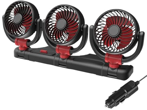 Ventilateur rotatif pour tableau de bord de voiture, 12 V, 24 V, 3 têtes, ventilateur de refroidissement à deux niveaux, avec prise USB, pour minivan, caravane, camion, route, voyage d'été