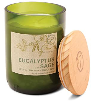 EcoGreen Upcycled Glass Soy Wax Candle, 8 oz, Eucalyptus/Sage