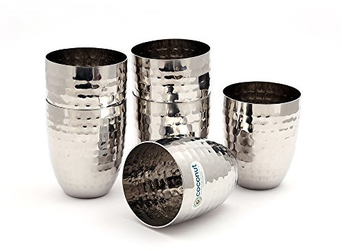 Coconut Glasses, 200 ml, Set of 6, Silver (B13)