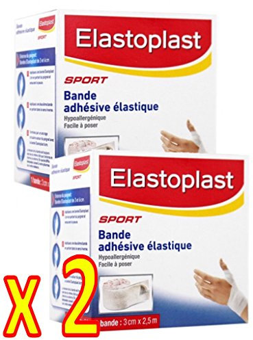 Elastoplast SPORT - Bande adhésive élastique Contentions souples, strappings - Lot de 2 bandes 3 cm x 2,5 m (3/2)