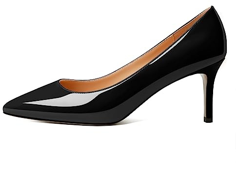 EDEFS Spitzenzehen Slip On Pumps 6cm Kittenabsatz & Lackleder Elegante Berufs & Brautschuhe für Bürofeiern