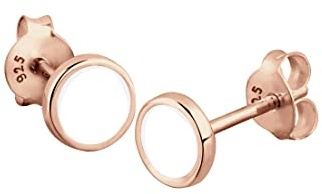 Elli Ohrringe Damen Ohrstecker Kreis Geo mit Emaille Weiß in 925 Sterling Silber