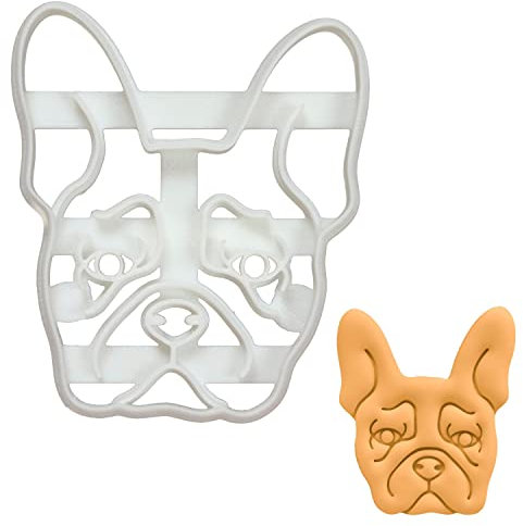 BAKERLOGY French Bulldog Face Cookie Cutter - Detailed Biscuit Cutter Design for Baking and Crafts, Ideal on Fondant, Dough, Clay