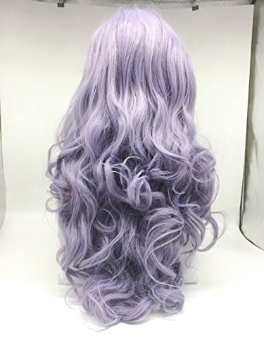 Pastel Lilac Wig Mixed Color Purple Lavender Synthetic Hair for Women Natural Hairline Wavy Party Wig Long Lace Front Wig 22inches