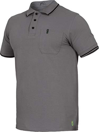 Leibwächter Polo-Shirt Herren Flex-Line – Grau – Gr. 4XL – Poloshirt mit Brusttasche – Kurzarm Poloshirts mit 3 Knöpfen – 50% Baumwolle 50% Polyester – Sommer Arbeitsbekleidung für Herren