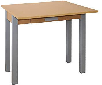 Mesa de Cocina - Modelo HENA - Material MDF/Madera - Medidas 80 x 40/80 x 76 cm (Roble/Metal)