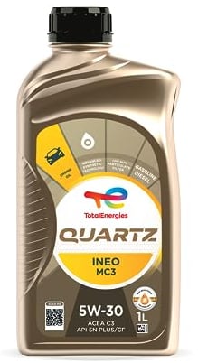 TotalEnergies Quartz INEO MC3 5W30 Engine Oil - ACEA C3, API SP - Low SAPS - Age-Resistance Technology - Advanced Synthetic Motor Oil Lubricant - 1L