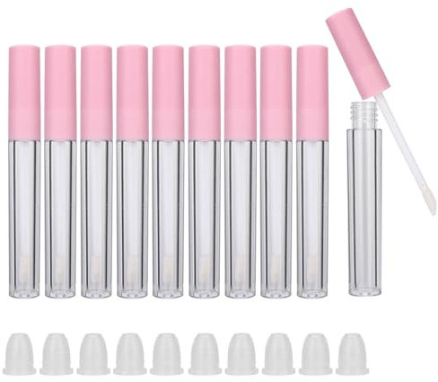 Brrnoo 10 pcs Flacon Lèvres Gloss Vide,tube gloss vide, Plastique Tube Liquide Brillant à Lèvres, Voyage Split Bouteilles Bouteille Outil De Maquillage Accessoire (2.5 ML/pc)