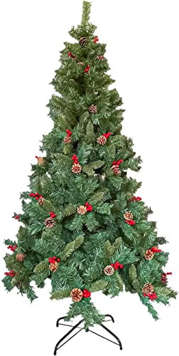 TIENDA EURASIA® Árbol de Navidad - Árboles de Navidad Artificiales - Soporte de Pie Metálico - Medidas 90-210 cm - Colores Verde y Blanco - Fácil Montaje - Embalaje en Caja (Verde Brillo, 120CM)