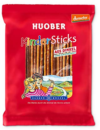 Huober Bio KinderSticks demeter, Dinkel Salzstangen ohne Aufstreu, ohne Palmfett, 100 g