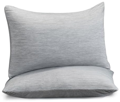 Kissenbezug 40 x 80cm, Marchpower 2er kühlender Kissenhülle 100% Baumwolle, mit Japanische Q-Max>0.5 Arc-Chill Kühlfaser, Superweicher Kopfkissenbezug Haar- und Hautpflege mit Reißverschluss, Grau