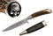 Messer Jagdmesser Skull Totenkopf echt versilbert Hirschhorn Trachtenmesser Jagd Hirschfänger Wild Bock Jagdnicker für Lederhose Biker Jäger Jagd Stahl-Klinge Hirsch, Farbe:Skull Rand glatt