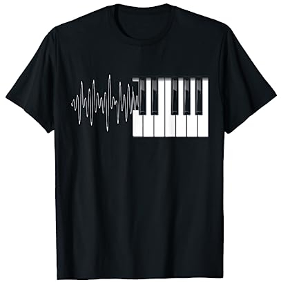 Piano Klavier Design Heartbeat Line EKG Pianist Flügel T-Shirt