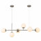 KCO Lámpara colgante de techo moderna, lámpara colgante Sputnik de globos de cristal de mediados de siglo, lámpara LED colgante ajustable de 6 luces para cocina, isla, sala de estar, comedor (plata +