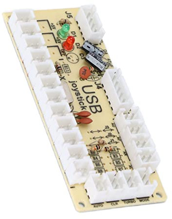 ASHATA Zero Delay USB PC Encoder, Game Controller USB Encoder Board mit Button Wire und 5 Pin Joystick Kabel, für PC für MAME für Raspberry Pi Retropie(QM070916 (einzeln))