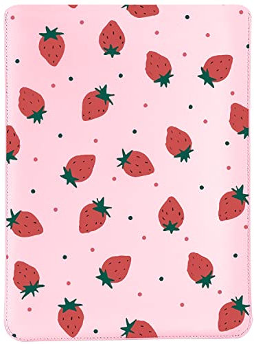 MAYCARI Strawberry Laptop Sleeve Compatible for 15 Inch-15.4 Inch Notebook Tablet iPad Tab, Compatible with 15-15.4 MacBook Pro and MacBook Air, Waterproof Shock Resistant Bag Case for Women Men