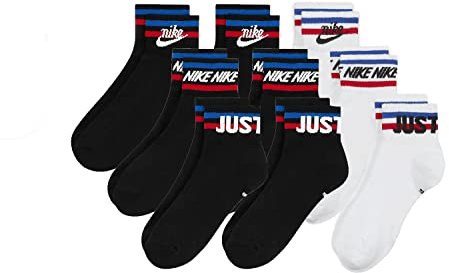 NIKE 9 Paar Everyday Essential Ankle Sneakersocken Socken Quarter Unisex DX5080, Farbe:Schwarz/schwarz/weiss, Socken Neu:42-46