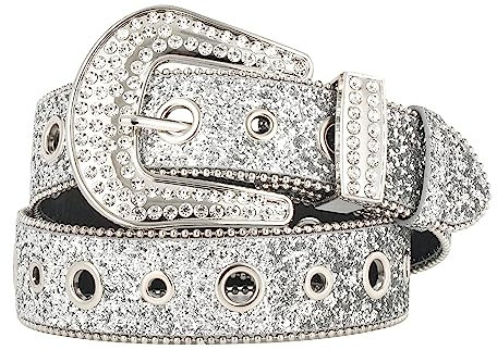 WELROG Gürtel Damen Strass Gürtel - bb Belt y2k Gürtel Western Cowgirl Ledergürtel für Jeans Männer