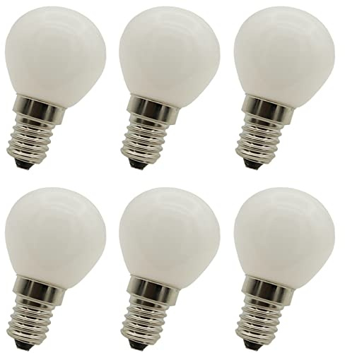 E14 G45 LED Light Bulb 2W Round Light Bulb 20W Equivalent 120V E14 Base Warm White 2700K Glass Round Vanity Light Bulbs for Padent Ceiling Fan Chandelier, 6 Pack