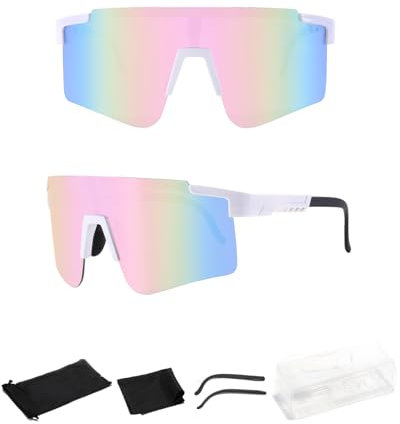 Sonnenbrille Fahrradbrille,Sportbrille für Herren Damen UV400 Schutz Windschutz Radsportbrille Sport Radfahren Schutzbrille für Outdoor-Sportarten, Autofahren, Wandern, Angeln, Laufen(Rosa Gefärbt)
