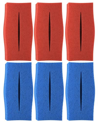 Lot de 6 éponges filtrantes de rechange compatibles avec Oase Biotec 10 (3 x grossiers 10ppi + 3 x fines 30ppi) | Lot de 3 x bleu, 3 x rouge
