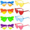 Dwenarry Herz Sonnenbrille Party Bunte Herz Brille Set Farbige Herzen Partybrillen Hippie Brille Fasching Trendy Herzbrille Randlos für Erwachsene 8 Stücke