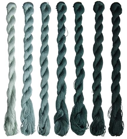MINGGUXIUYI Naturlig 100% Silkesgarn Handgjord Broderitråd 7 Färger Varje 110 Meter (47)