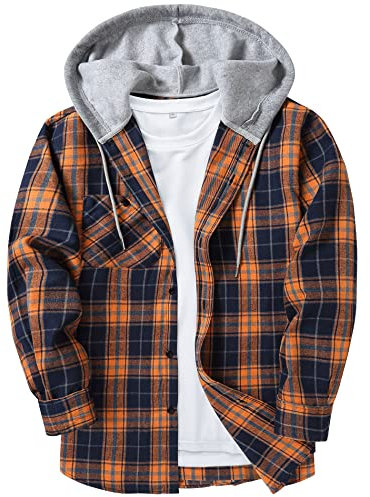 SwissWell Chemise en Flanelle à Carreaux Homme - Manches Longues, Style Bûcheron, Casual Button Down, Regular Fit (1478-Jaune&Marine XL)