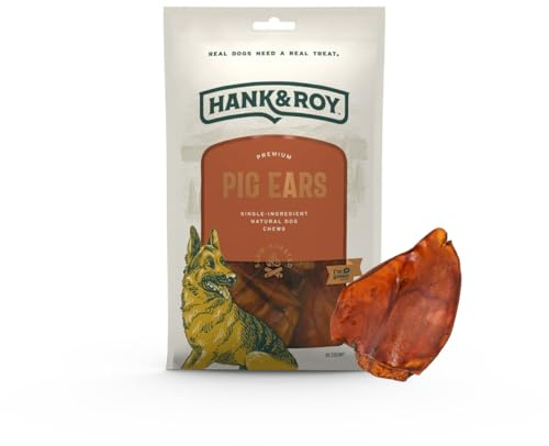 Hank & Roy Premium Pig Ears for Dogs, Natural Dog Treats, 10 Pack