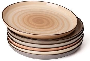 Sweese Dessertteller, 18 cm, Porzellan, rund, Salatteller, Vorspeisenteller für Küche, kleine Teller, 6er-Set, spülmaschinen-, ofen- und mikrowellengeeignet, neutral