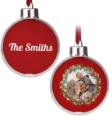 Wanapix | Weihnachtskugel XL mit Foto und Texte | Christbaumkugeln Personalisierte | Austauschbare Fotos | Weihnachtsdekoration | XL - 12 cm | Krone
