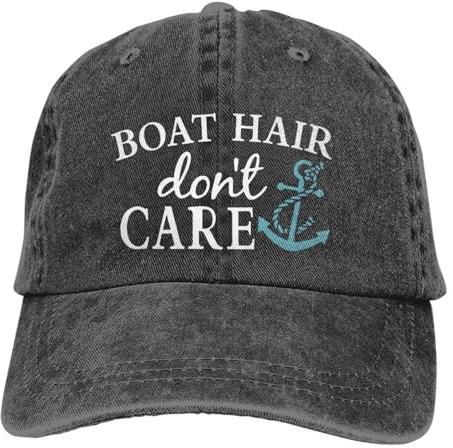 THOEWONG Boat Hair Don't Care Hut für Männer und Frauen, verstellbare Baumwolle, gewaschen, Used-Look, Denim, Angel-Baseballkappe