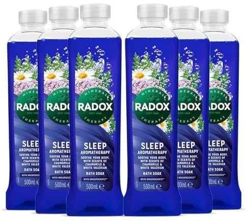 Radox Mineral Therapy Bath Soak Sleep Aromatherapy with Nature Inspired Dream Scentz Fragrance for Men and Women Blended with Sea Chamomile & White Valerian Body Cleanser 500ml, 6 Pack