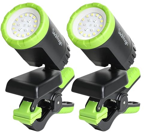 SEAMAGIC 2-Pack Rechargeable LED Clamp Work Light, Magnetic Base & Clamp