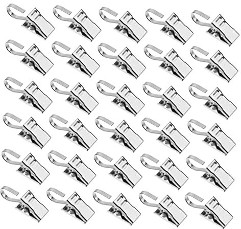 30pcs Clip Metal Clothing Rack Outdoor Mini Curtain Rods Metal Clothes Rack Wire Hangers Metal Clothes Hanger Wooden Basket Accessories Hook Curtain Clamps Rv Stainless Steel Heavy