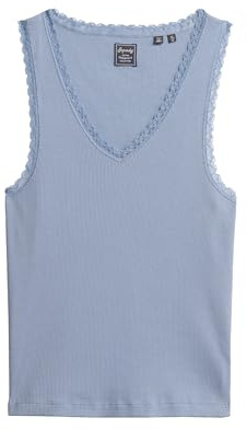Superdry Damen Athletic Essentials Lace Trim Vest Top Gezeiten Blau 6-8