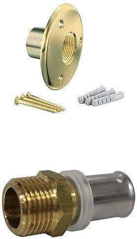 Arcanaute - Applique murale avec raccord - Applique pour fixation de robinet de jardin - Tube Multicouche Barbi Ø16 - Raccord à sertir droit M 1/2 (15/21) - Arcanaute