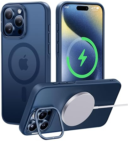 CASEKOO für iPhone 15 Pro Hülle mit Ständer für MagSafe – Die dünnste auf dem Markt [1,2mm Ultradünn Case & TOP Militärschutz 3,66m] Stoßfeste, Kratzfeste, Griffige Handyhülle, Blau