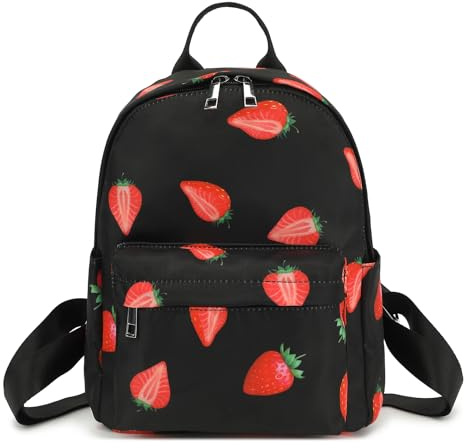 Rucksack Damen Klein, Wasserdicht Mini Rucksäcke für Mädchen (Erdbeere)