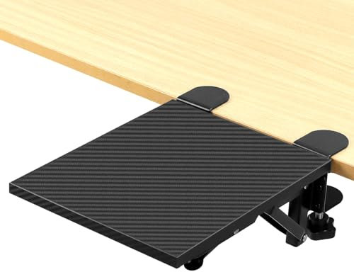 QWORK® Computer Arm Rest for Desk, Foldable Desk Extender Tray, 20 * 24cm/7.8 x 9.4, Clamp-On Design, for Home and Office