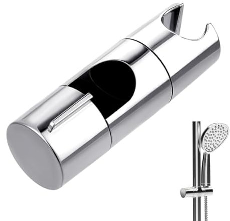 Support de pommeau de douche pour barre coulissante réglable 19-25 mm,Support Pommeau de Douche, Chromé + Conception ABS Support Douchette,Adapté à la Barre de Douche