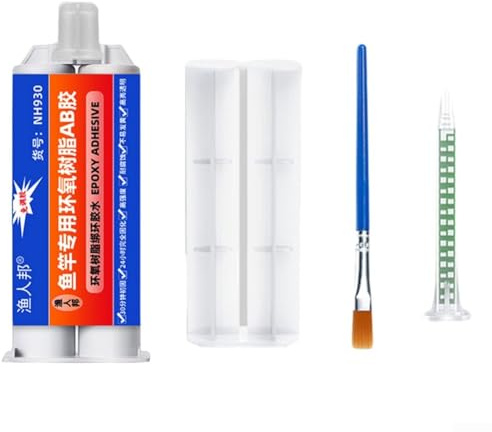 Kit de réparation de canne à pêche de qualité supérieure - Colle époxy AB - 50 ml - Parfait pour les bâtons sous-marins de mer et de route (transparent)