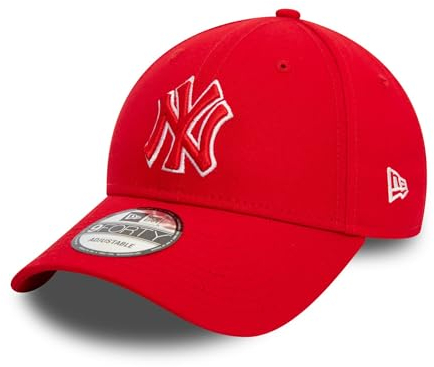 New Era Baseball Cap New York Yankess verstellbar gebogener Schirm NY-Logo 9Forty Kappe MLB rot - One-Size