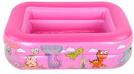 Inflatable Pool for Children, Children's Paddling Pool for Home Use, Large Square Swimming Pool, Bathtub (Pink)